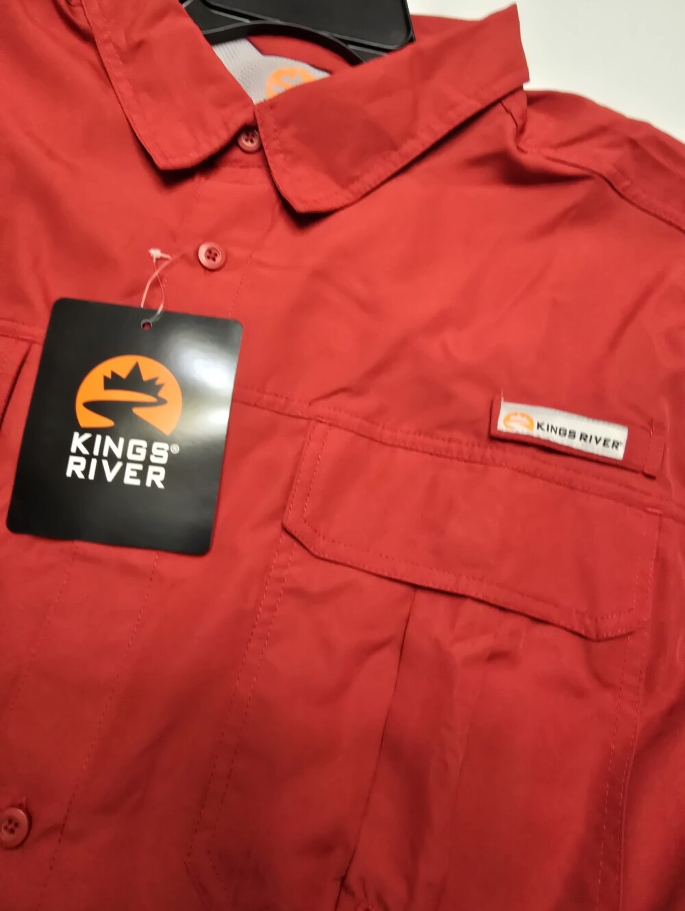Men’s Short-Sleeve Red Fishing Shirt - Picture 3 of 4